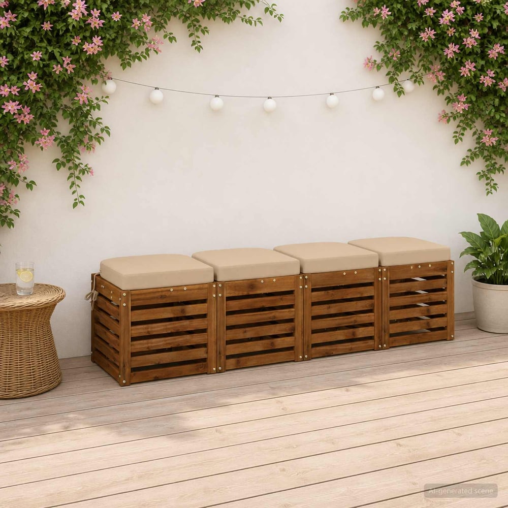 vidaXL 4-Piece Seat Cushions SOEST 4 pcs 100% Polyester Cream 1