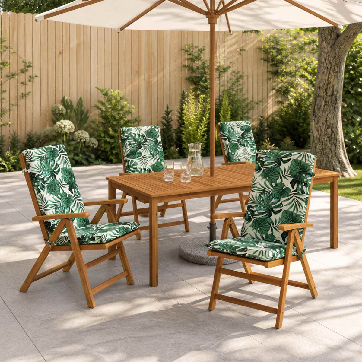 High Back Chair Cushion GEMERT 100% Polyester 4 pcs Leaf pattern (polyester)