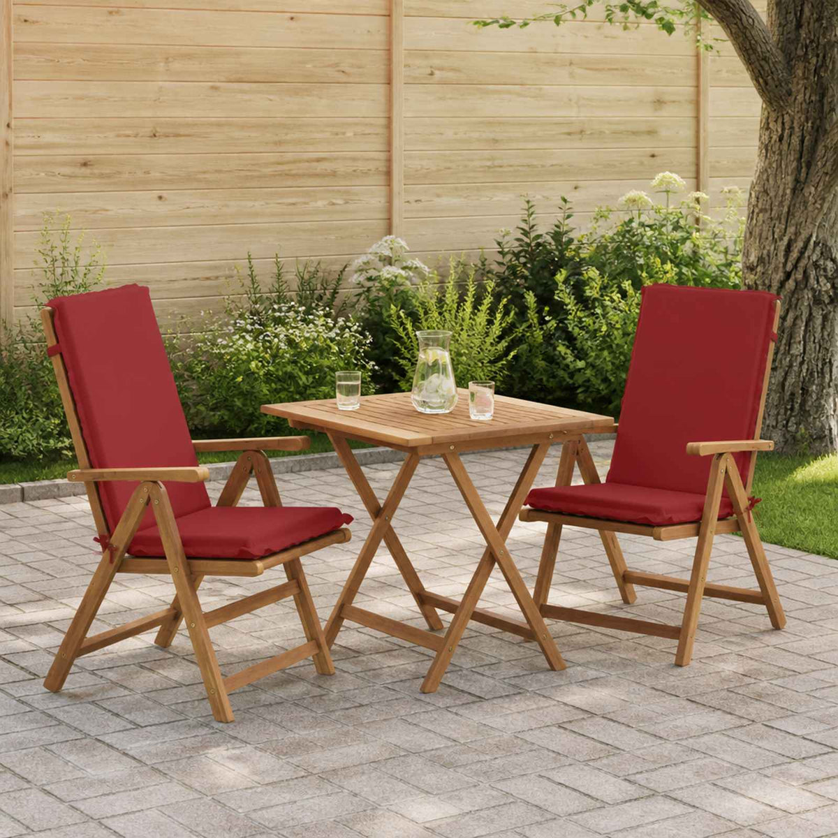 vidaXL High Back Chair Cushion GEMERT 2 pcs 100% Polyester Wine Red 1