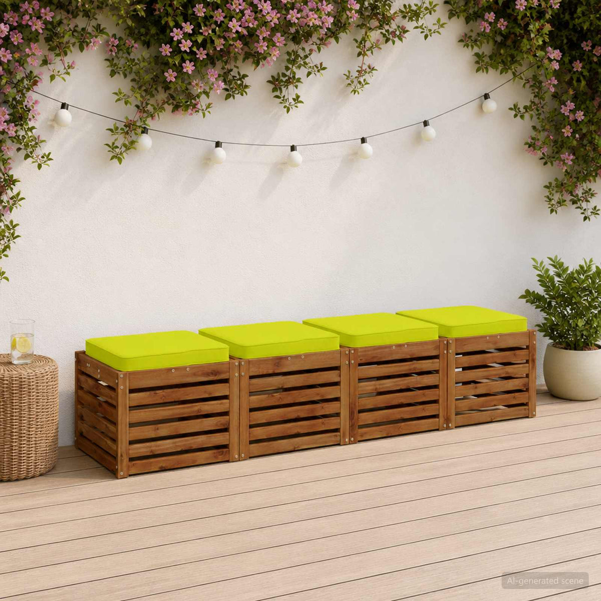 vidaXL 4-Piece Seat Cushions VUGHT 4 pcs 100% Polyester Bright Green 1