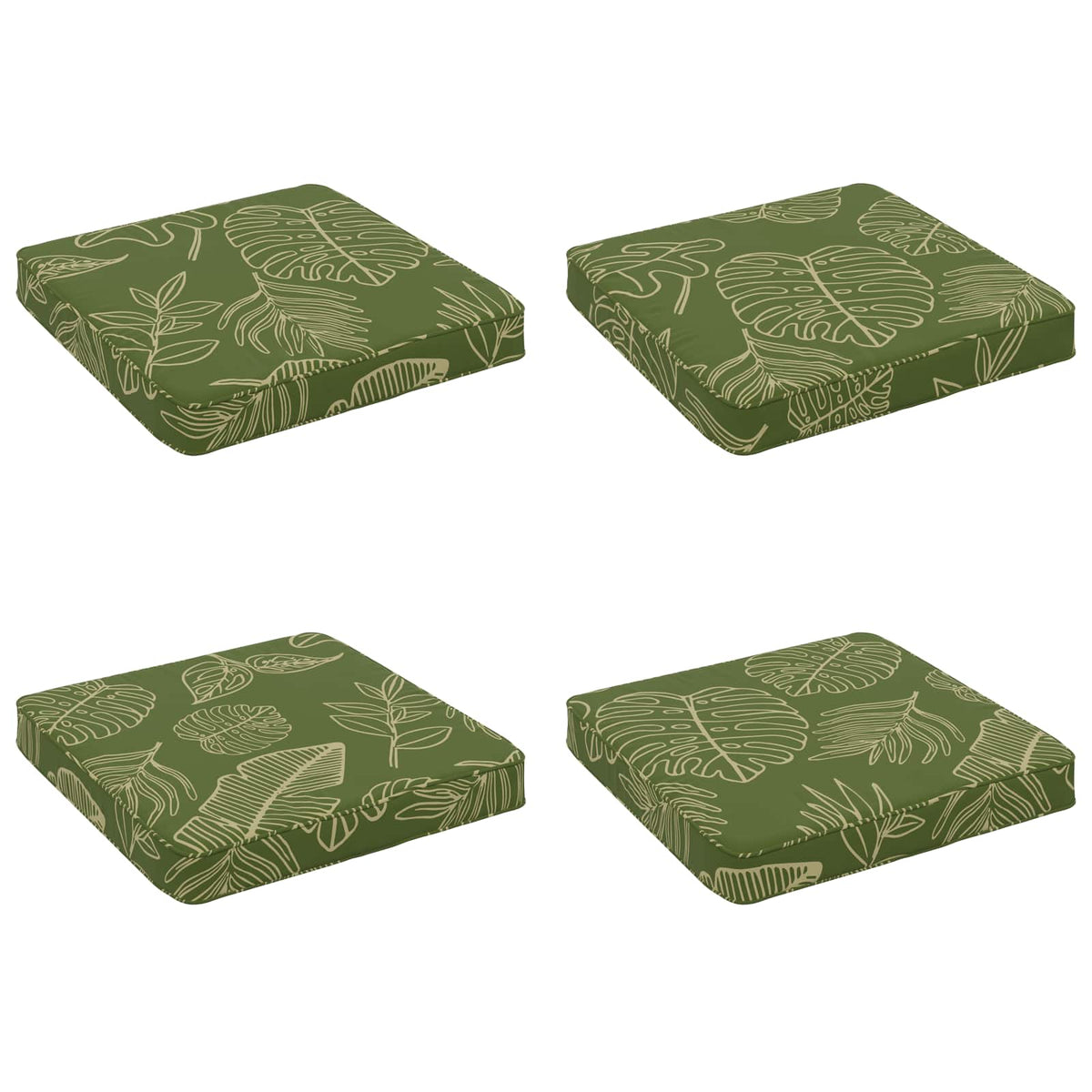 vidaXL 4-Piece Seat Cushions VUGHT 4 pcs 100% Polyester Leaf Design 2