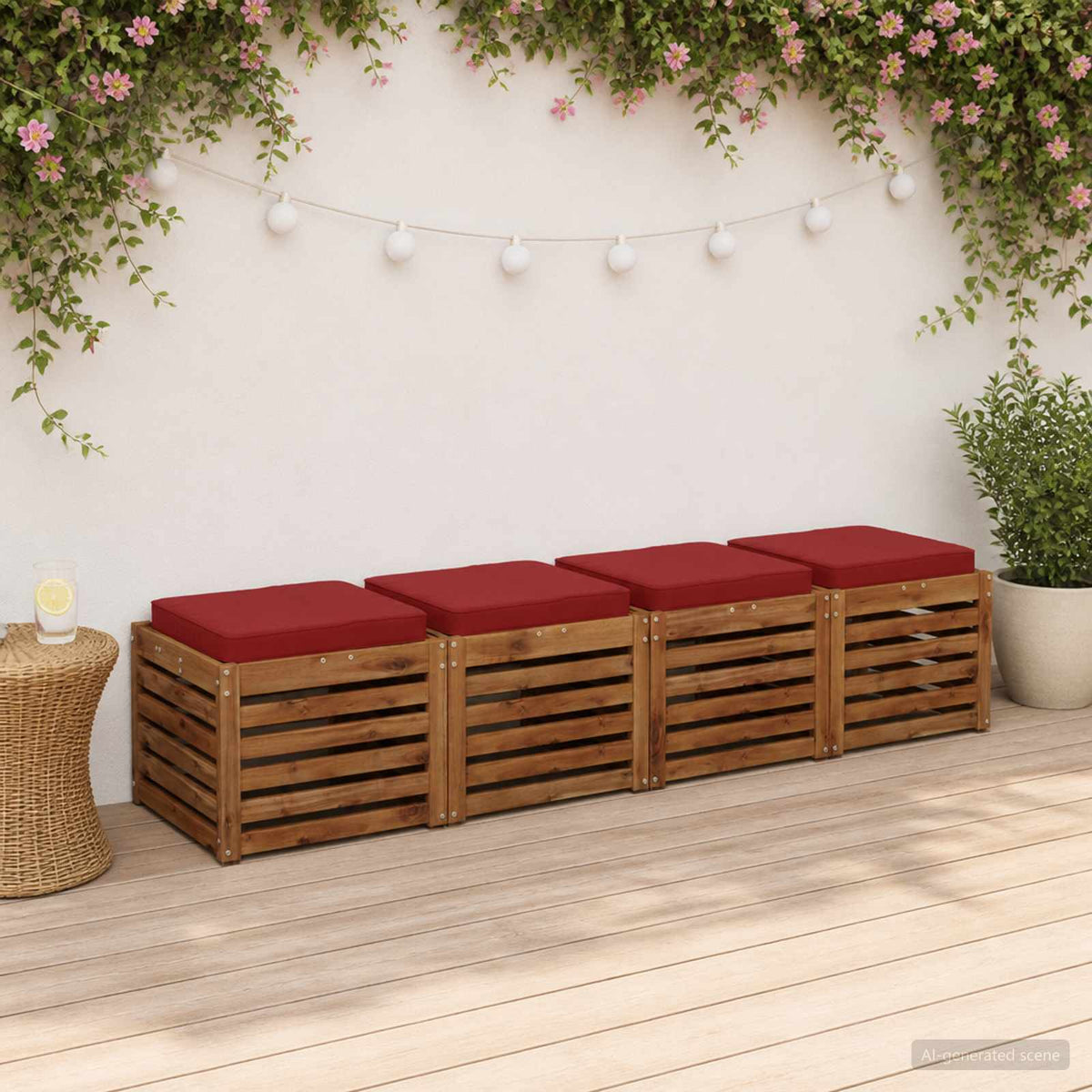 vidaXL 4-Piece Seat Cushions VUGHT 4 pcs 100% Polyester Wine Red 1