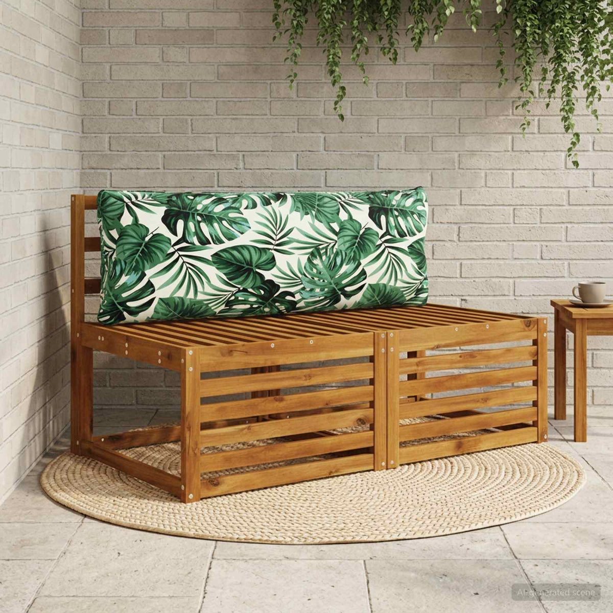 Back Cushion PUTTEN Polyester 120 x 40 x 15 cm Leaf Pattern