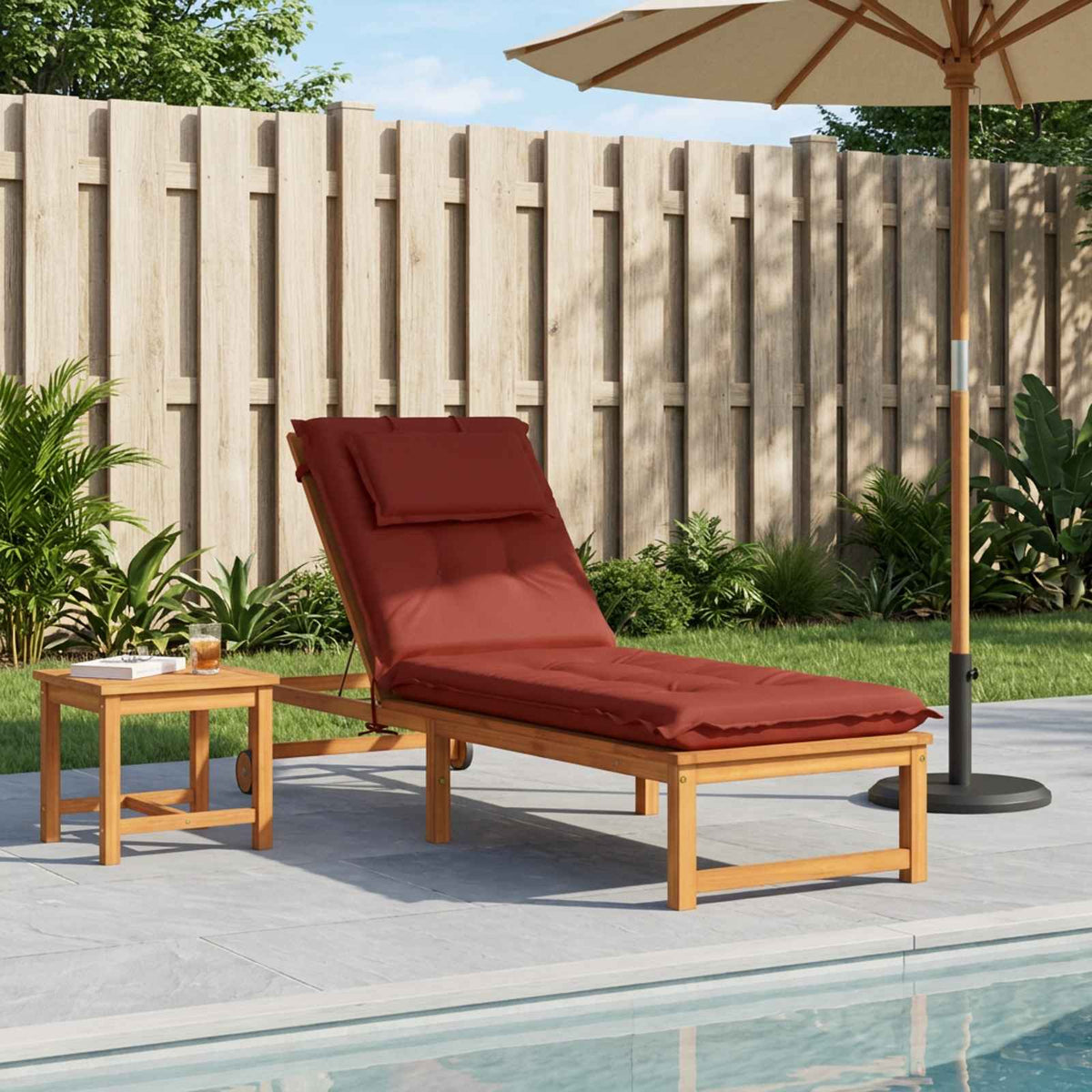 Sunlounger Cushion GEMERT 100% Polyester Melange Red