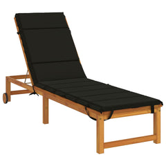 vidaXL Sunlounger Cushion GEMERT 100% Polyester Black 200 x 50 x 3 cm 3