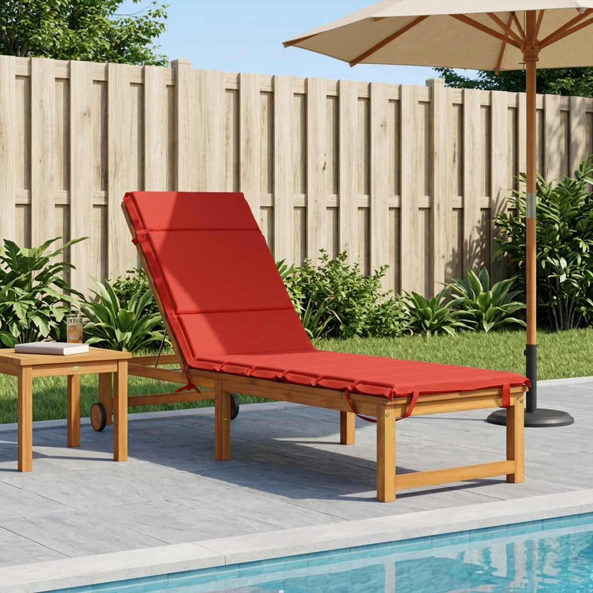 vidaXL Sunlounger Cushion GEMERT 100% Polyester Red 200 x 50 x 3 cm 1