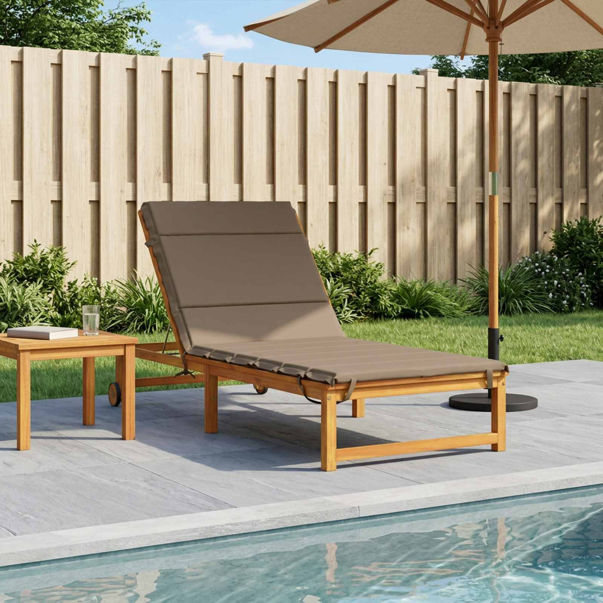 Sunlounger Cushion GEMERT 100% Polyester Melange 200 x 90 x 3 cm Taupe