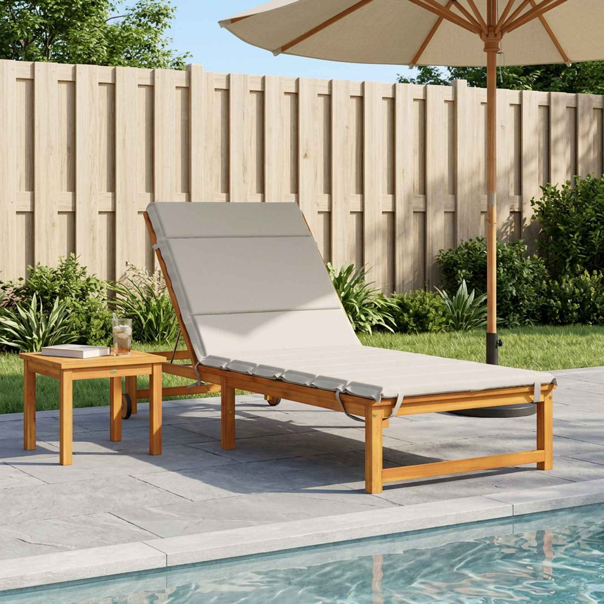 Sunlounger Cushion GEMERT 100% Polyester Melange 200 x 90 x 3 cm White