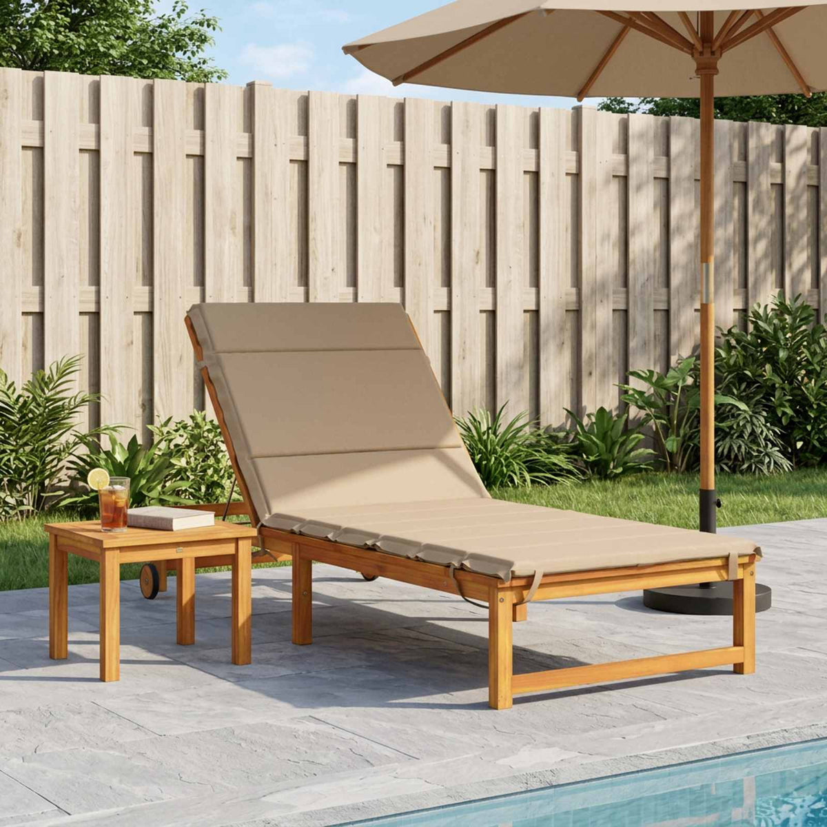 Sunlounger Cushion GEMERT 100% Polyester Melange 200 x 90 x 3 cm Sand