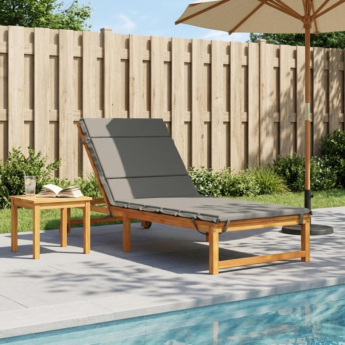 Sunlounger Cushion GEMERT 100% Polyester Melange 200 x 90 x 3 cm Grey