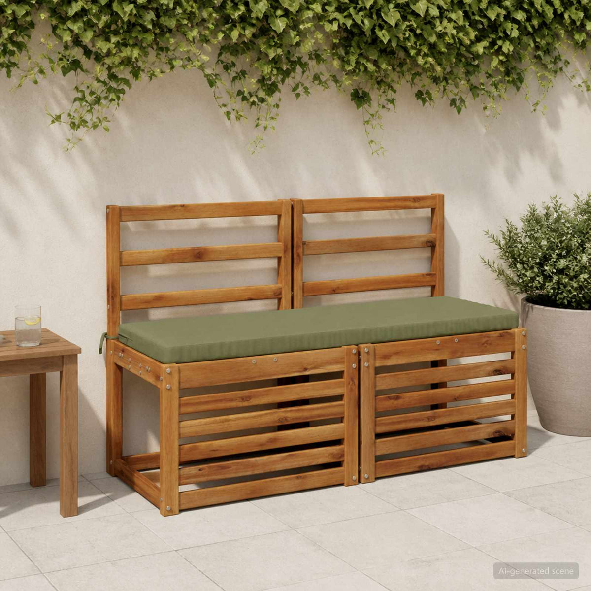 vidaXL Bench Cushions SOEST 2 pcs 100% Polyester Olive Green 1