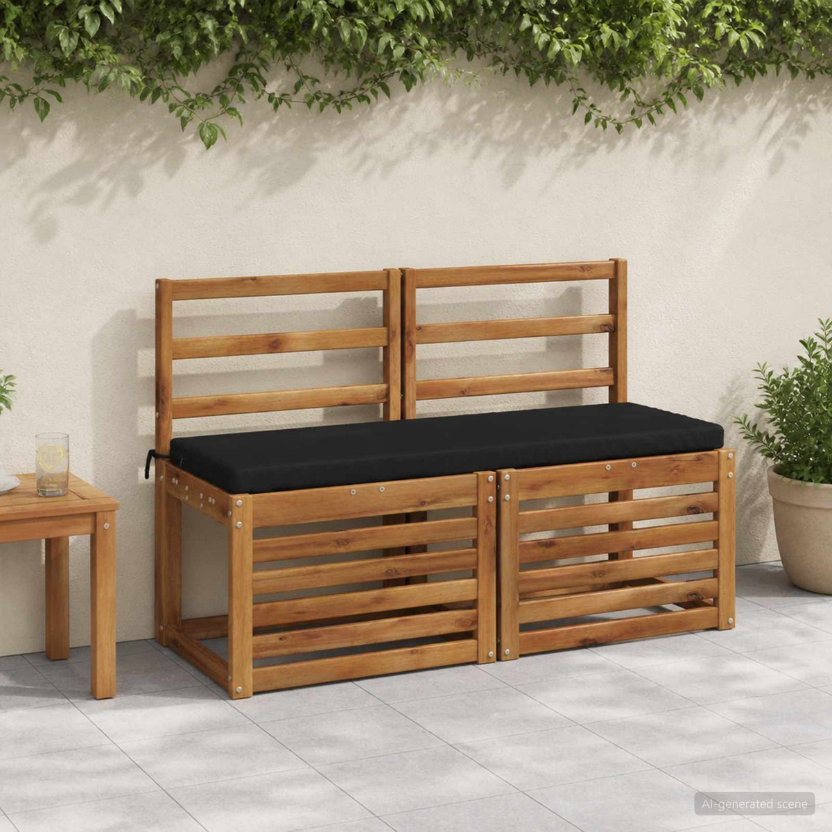 vidaXL Bench Cushions SOEST 2 pcs 100% Polyester Black 120 x 40 x 5 cm 1