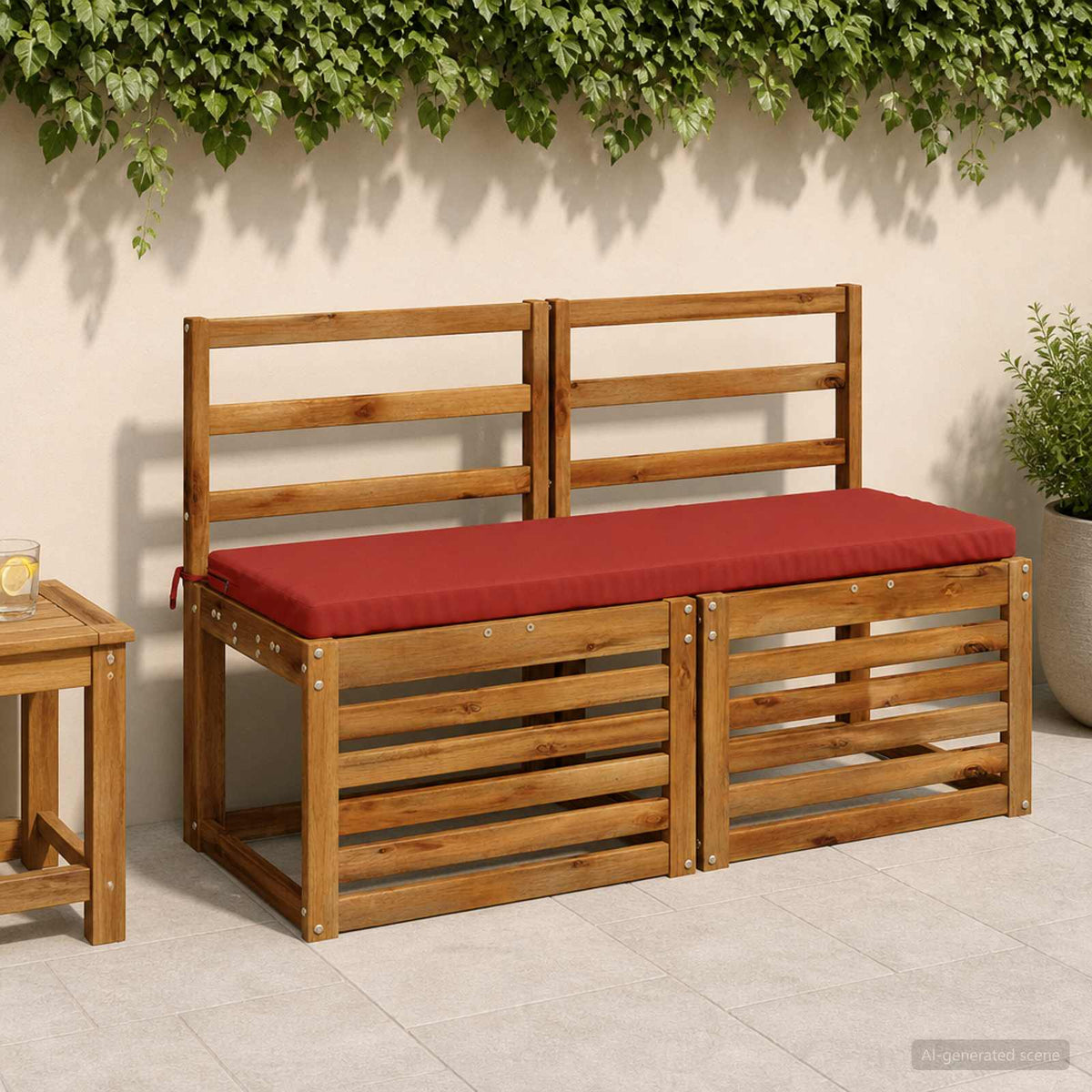 vidaXL Bench Cushions SOEST 2 pcs 100% Polyester Red 120 x 40 x 5 cm 1