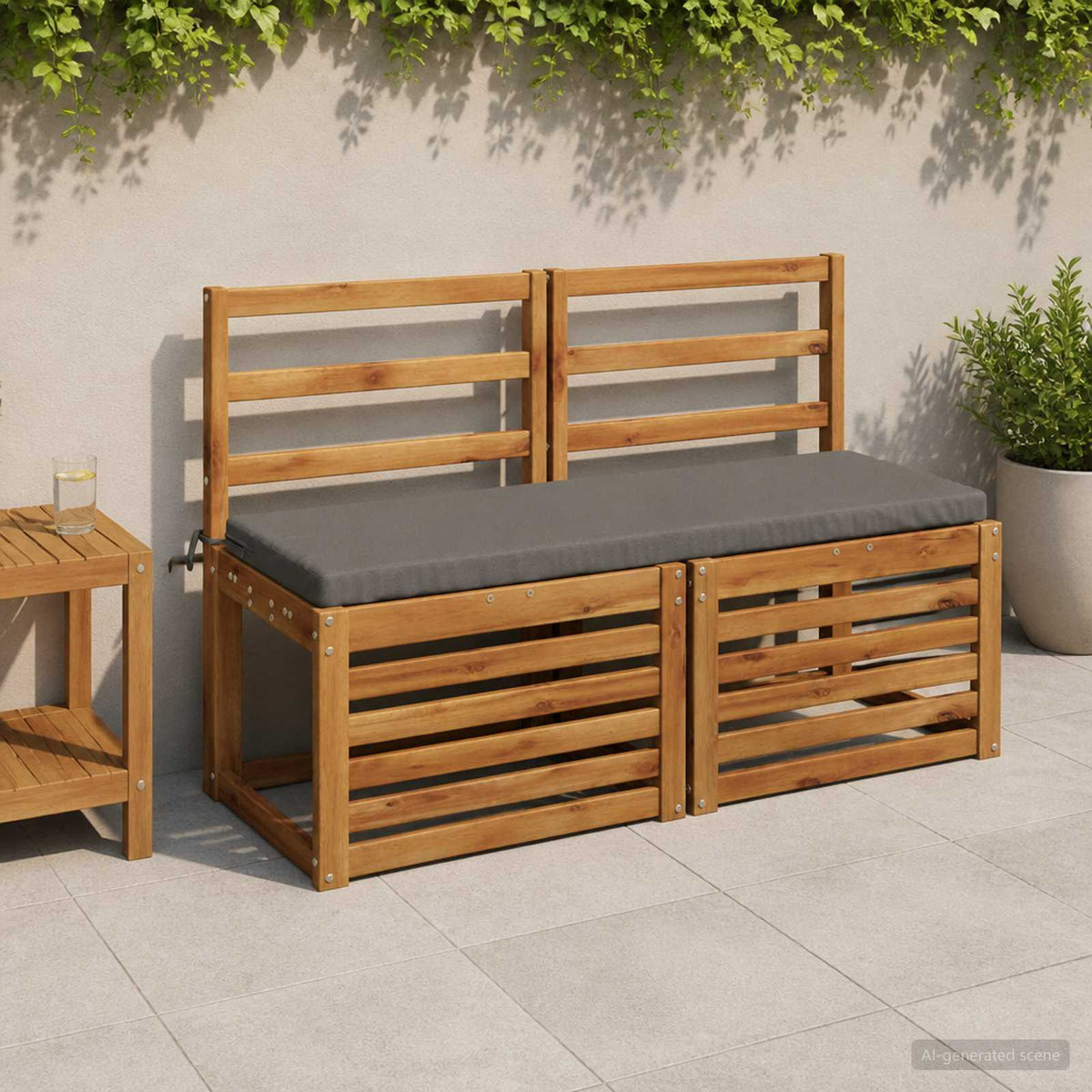 vidaXL Bench Cushions SOEST 2 pcs 100% Polyester Grey 120 x 40 x 5 cm 1