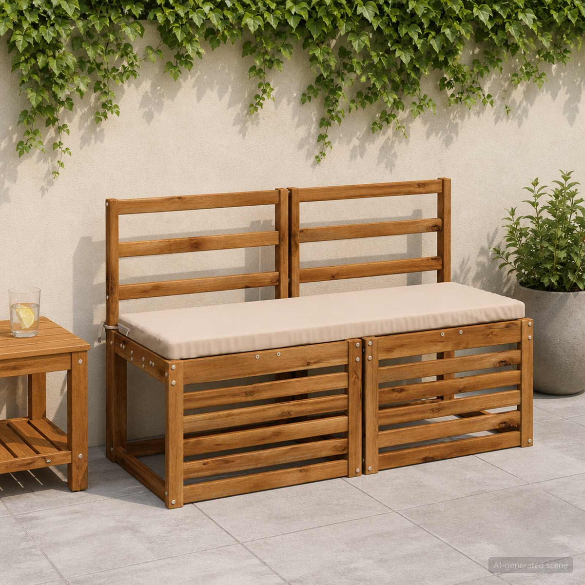 vidaXL Bench Cushions SOEST 2 pcs 100% Polyester Cream 120 x 40 x 5 cm 1