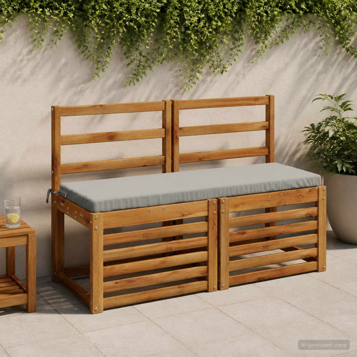 vidaXL Bench Cushions SOEST 2 pcs 100% Polyester Grey 120 x 40 x 5 cm 1