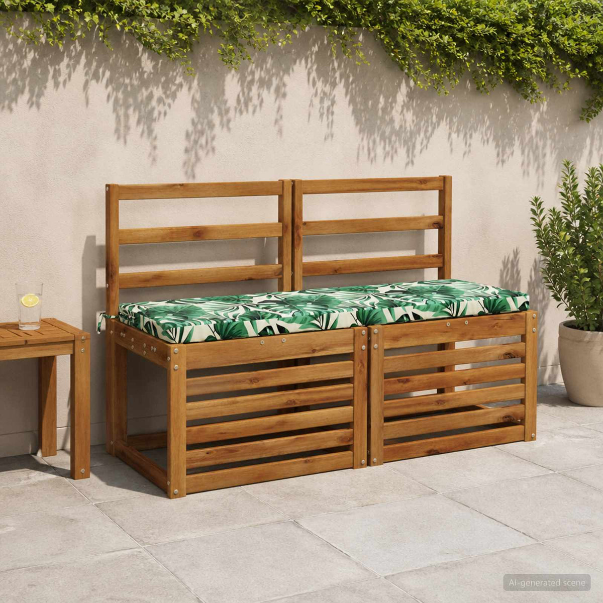 vidaXL Bench Cushions SOEST 2 pcs 100% Polyester Leaf Pattern 1