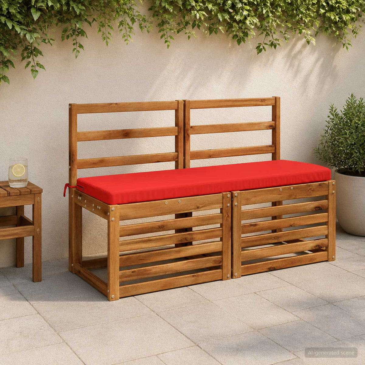 vidaXL Bench Cushions SOEST 2 pcs 100% Polyester Red 120 x 40 x 5 cm 1