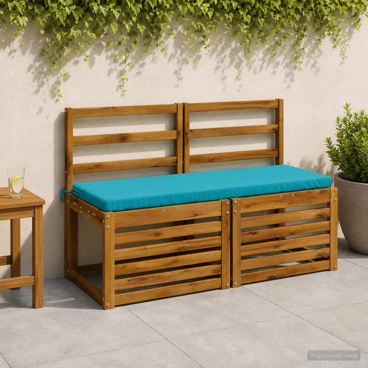 vidaXL Bench Cushions SOEST 2 pcs 100% Polyester Turquoise 1