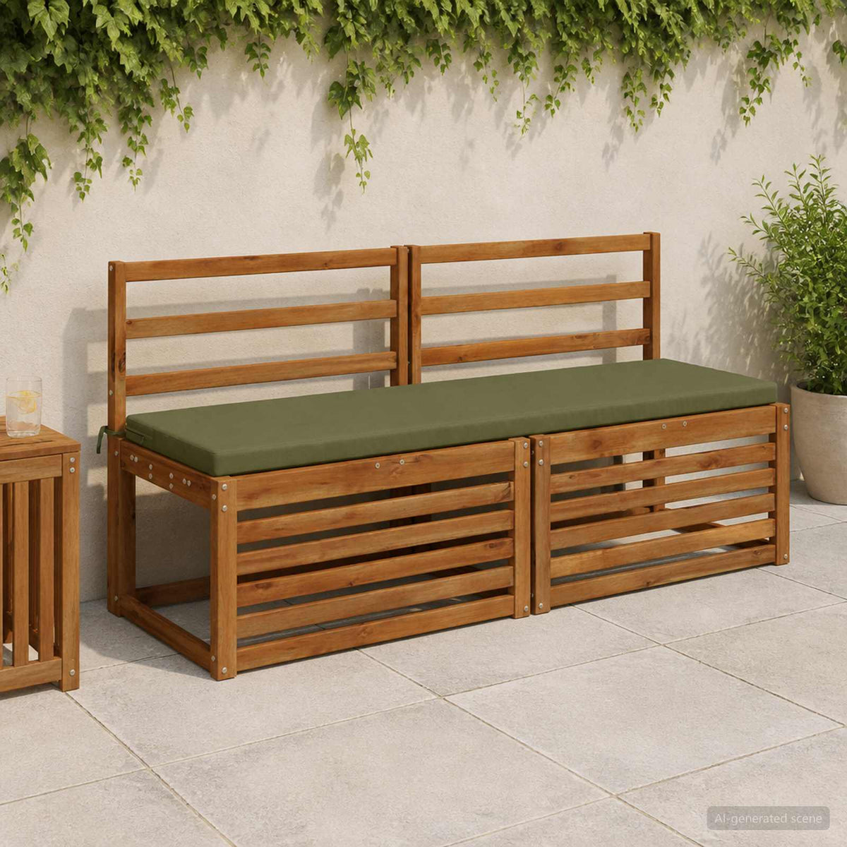vidaXL Bench Cushions SOEST 2 pcs 100% Polyester Olive Green 1
