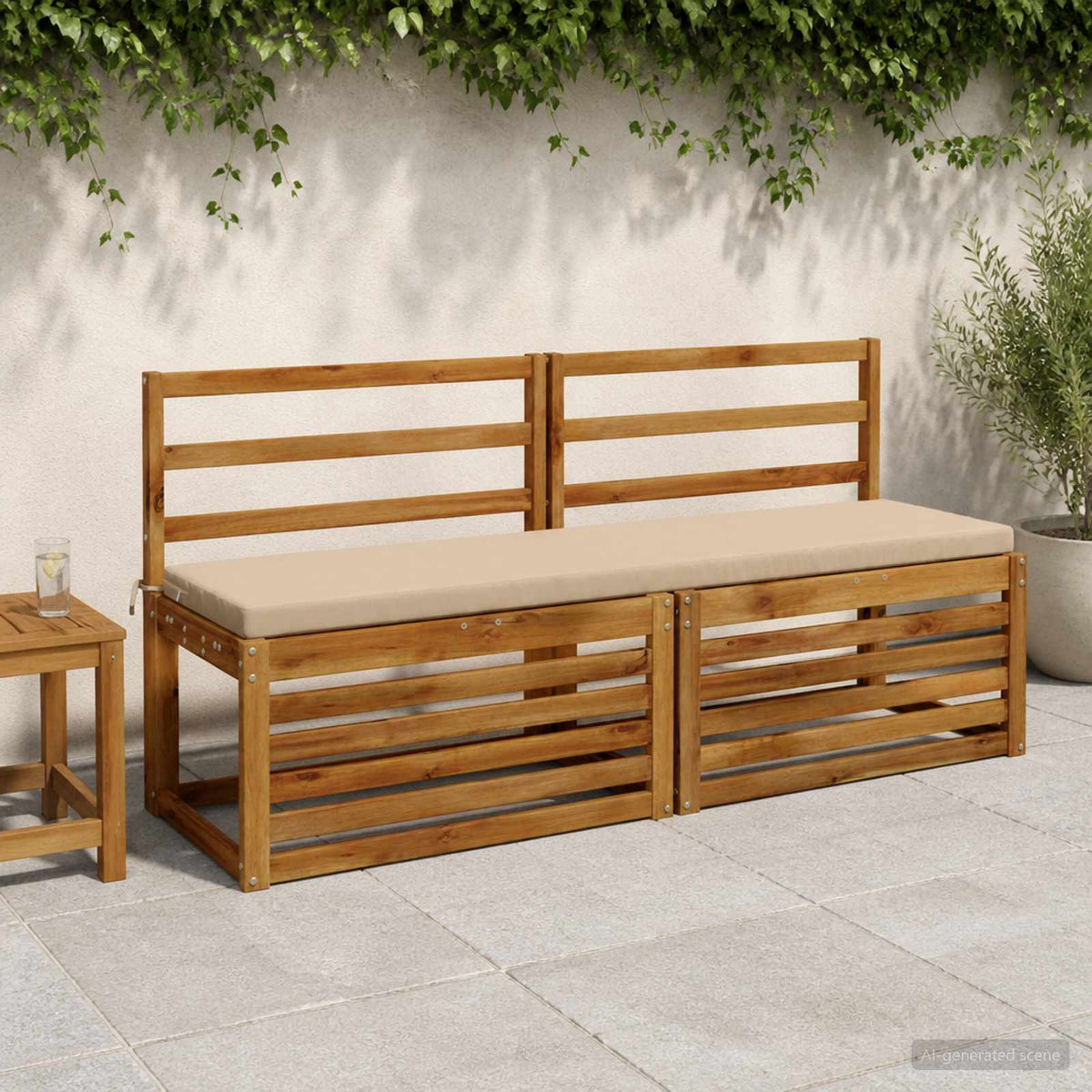 vidaXL Bench Cushions SOEST 2 pcs 100% Polyester Sand 140 x 40 x 5 cm 1