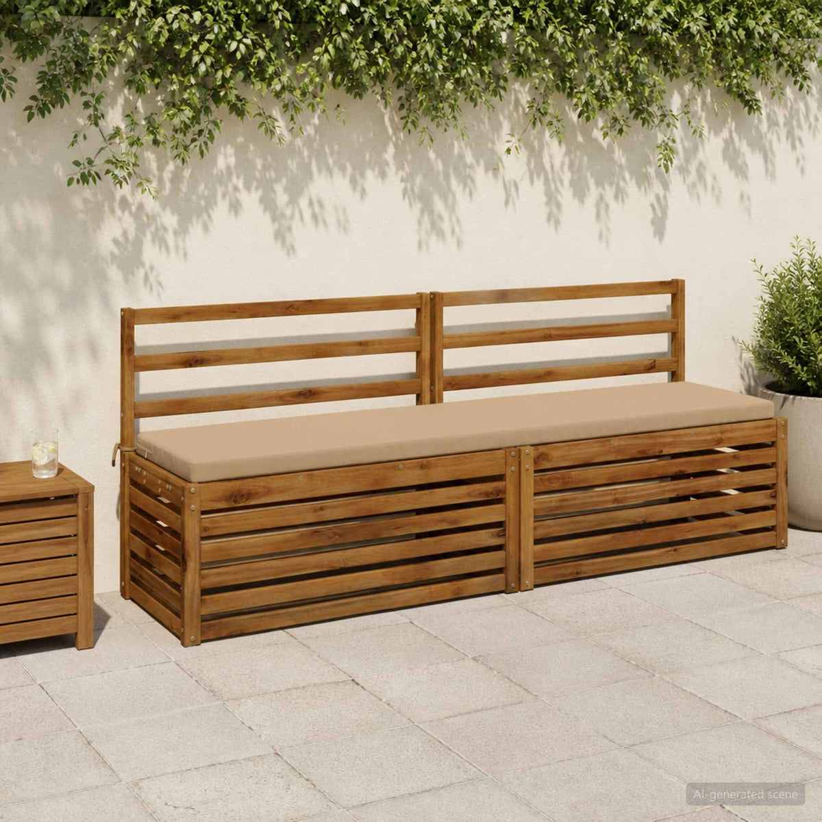 Bench Cushions SOEST 2 pcs 100% Polyester 180 x 40 x 5 cm Melange Sand