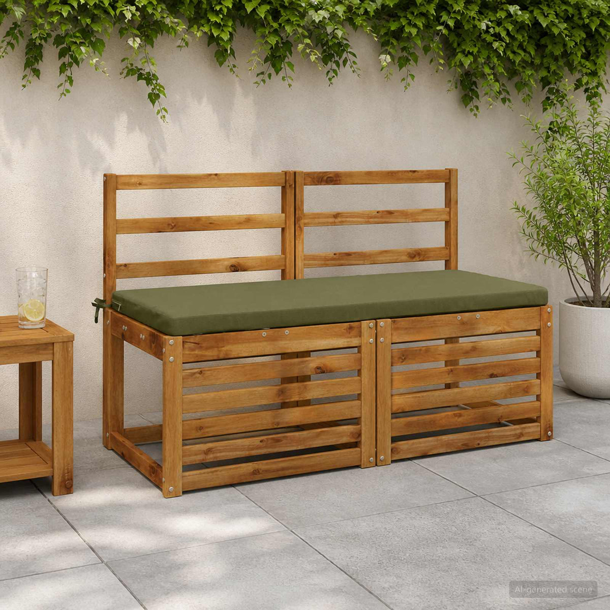 vidaXL Bench Cushions SOEST 2 pcs 100% Polyester Olive Green 1
