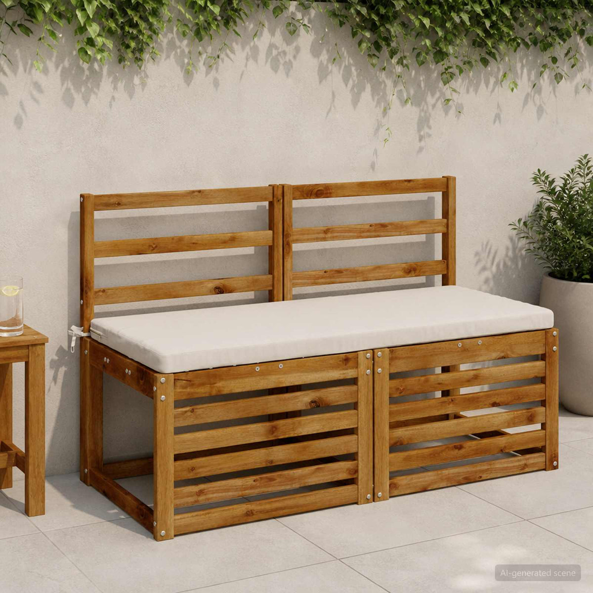 vidaXL Bench Cushions SOEST 2 pcs 100% Polyester White 110 x 50 x 5 cm 1