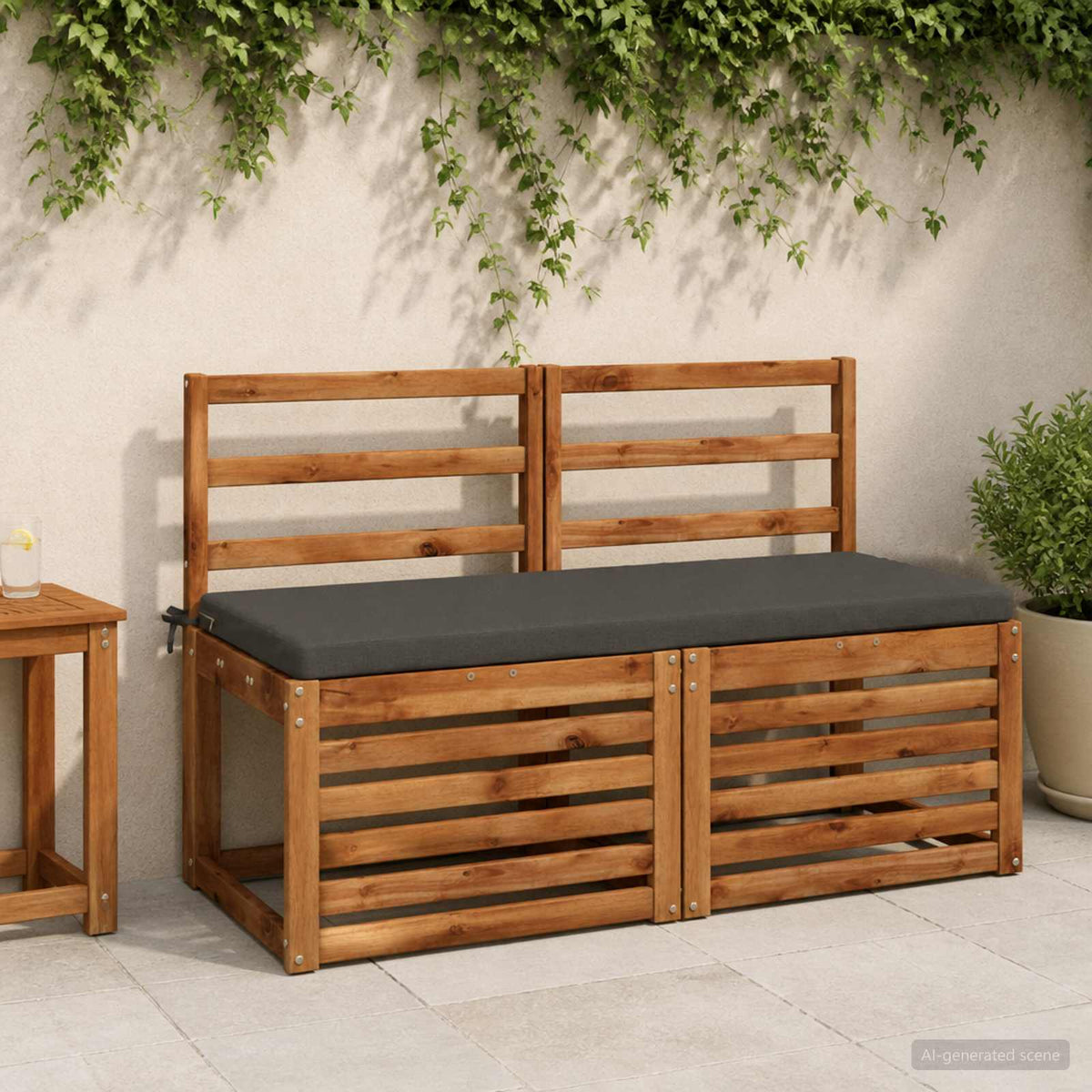vidaXL Bench Cushions SOEST 2 pcs 100% Polyester Anthracite 1