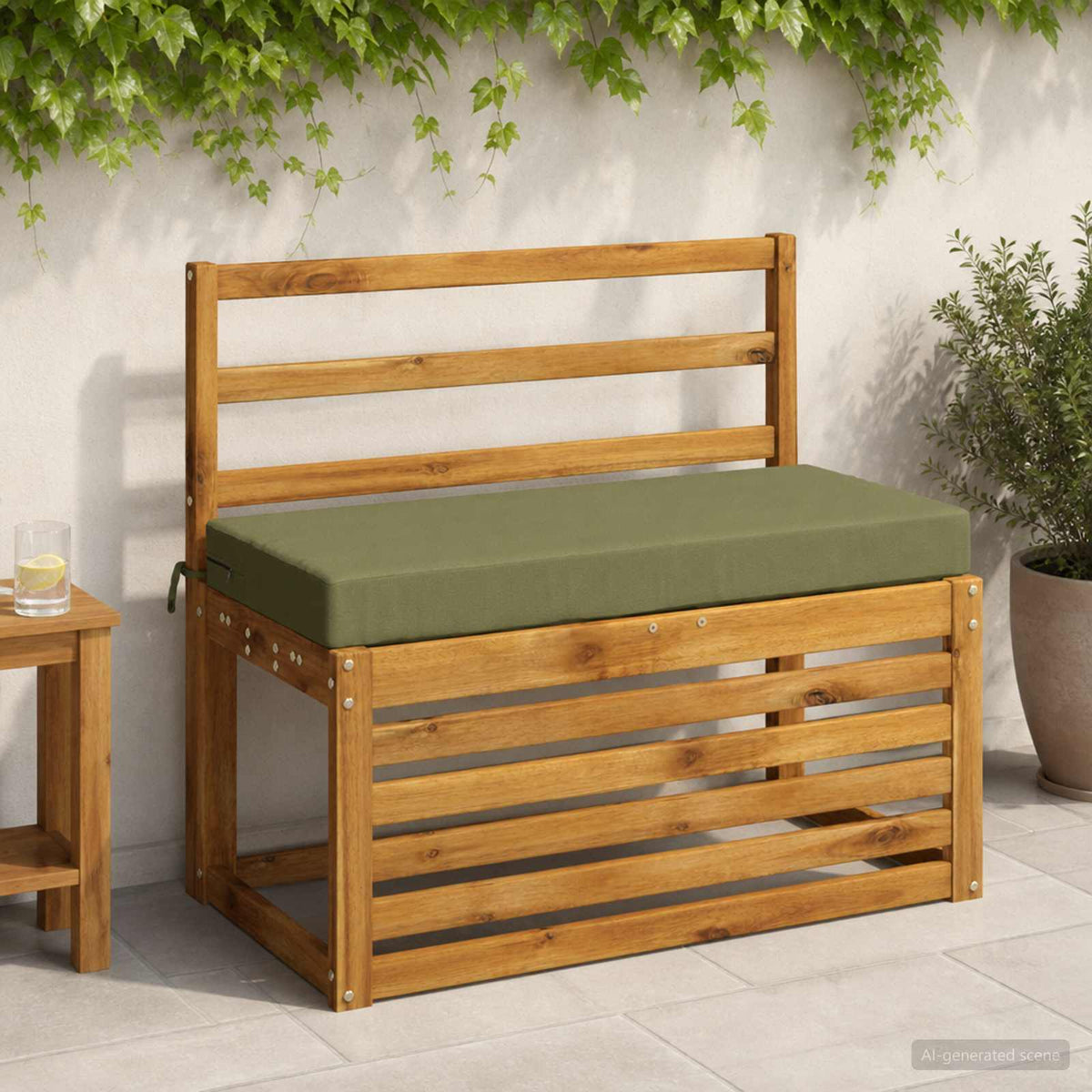 vidaXL Bench Cushions SOEST 2 pcs 100% Polyester Olive Green 1