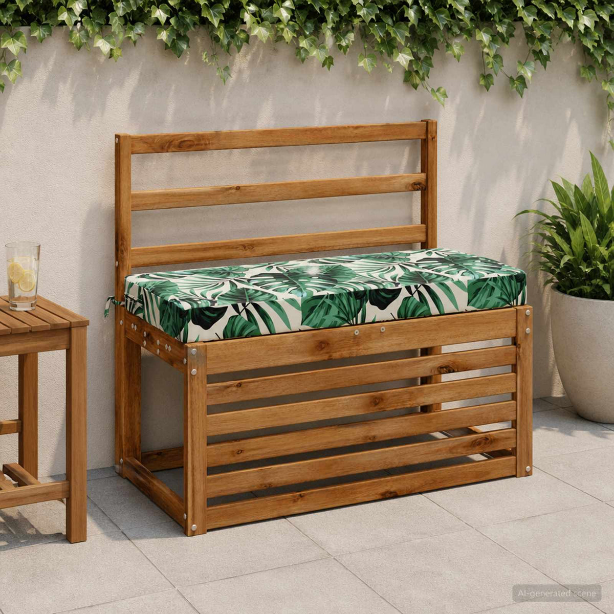 vidaXL Bench Cushions SOEST 2 pcs 100% Polyester Leaf Pattern 1
