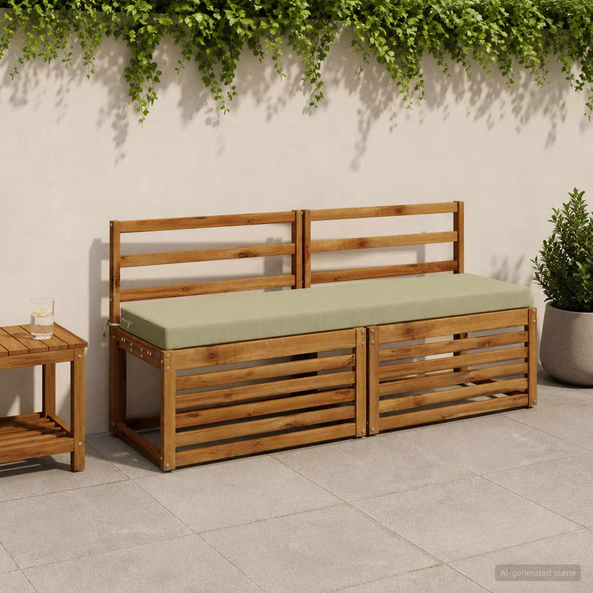 vidaXL Bench Cushion SOEST 100% Polyester Light Green 160 x 40 x 8 cm 1