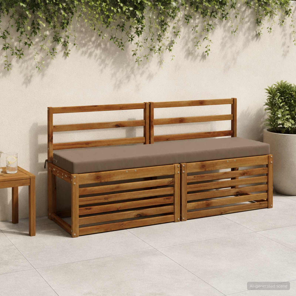 vidaXL Bench Cushion SOEST 100% Polyester Taupe 160 x 40 x 8 cm 1
