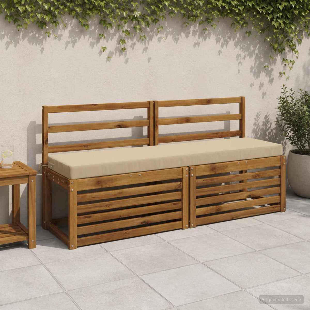 vidaXL Bench Cushion SOEST 100% Polyester Beige 160 x 40 x 8 cm 1