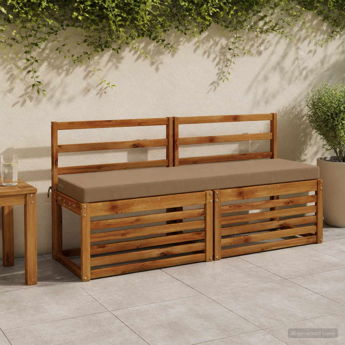vidaXL Bench Cushion SOEST 100% Polyester Taupe 160 x 40 x 8 cm 1