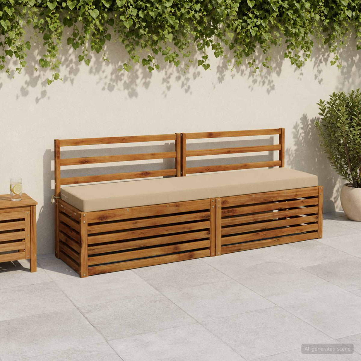 vidaXL Bench Cushion SOEST 100% Polyester Beige 170 x 40 x 8 cm 1
