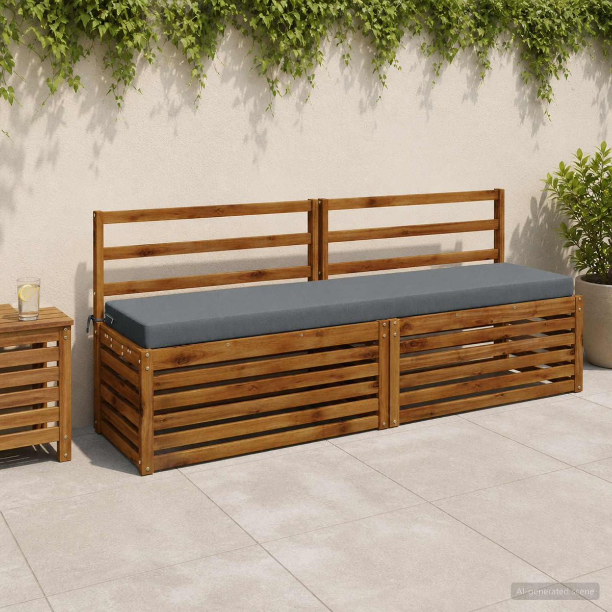 Bench Cushion SOEST 100% Polyester 200 x 40 x 8 cm Melange Blue