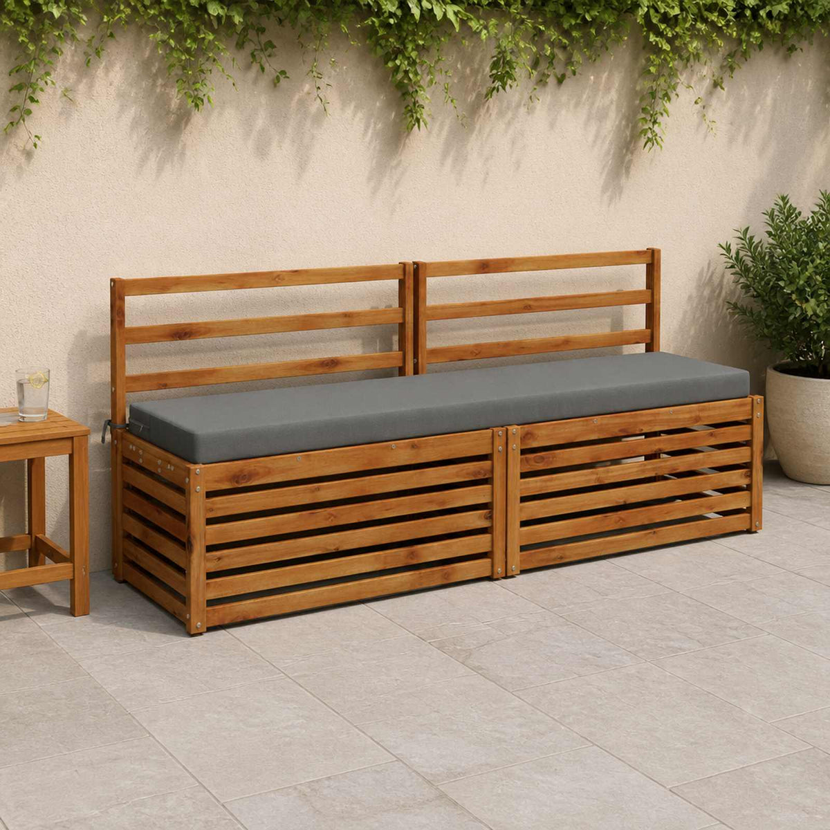 Bench Cushion SOEST 100% Polyester 200 x 40 x 8 cm Melange Grey