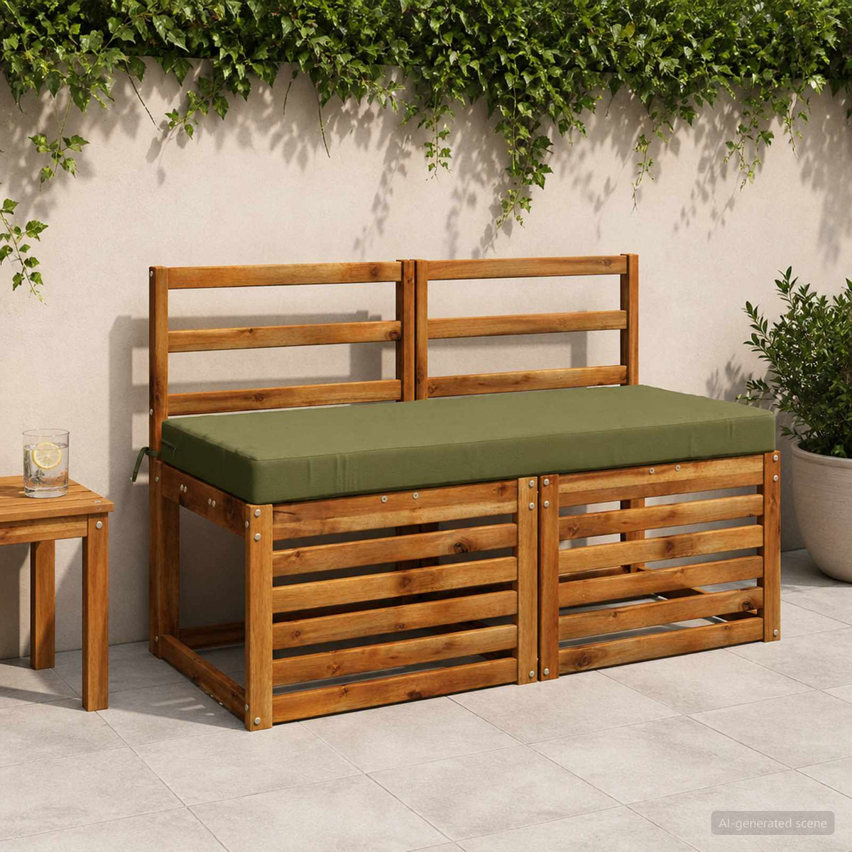 vidaXL Bench Cushion SOEST 100% Polyester Olive Green 120 x 50 x 8 cm 1