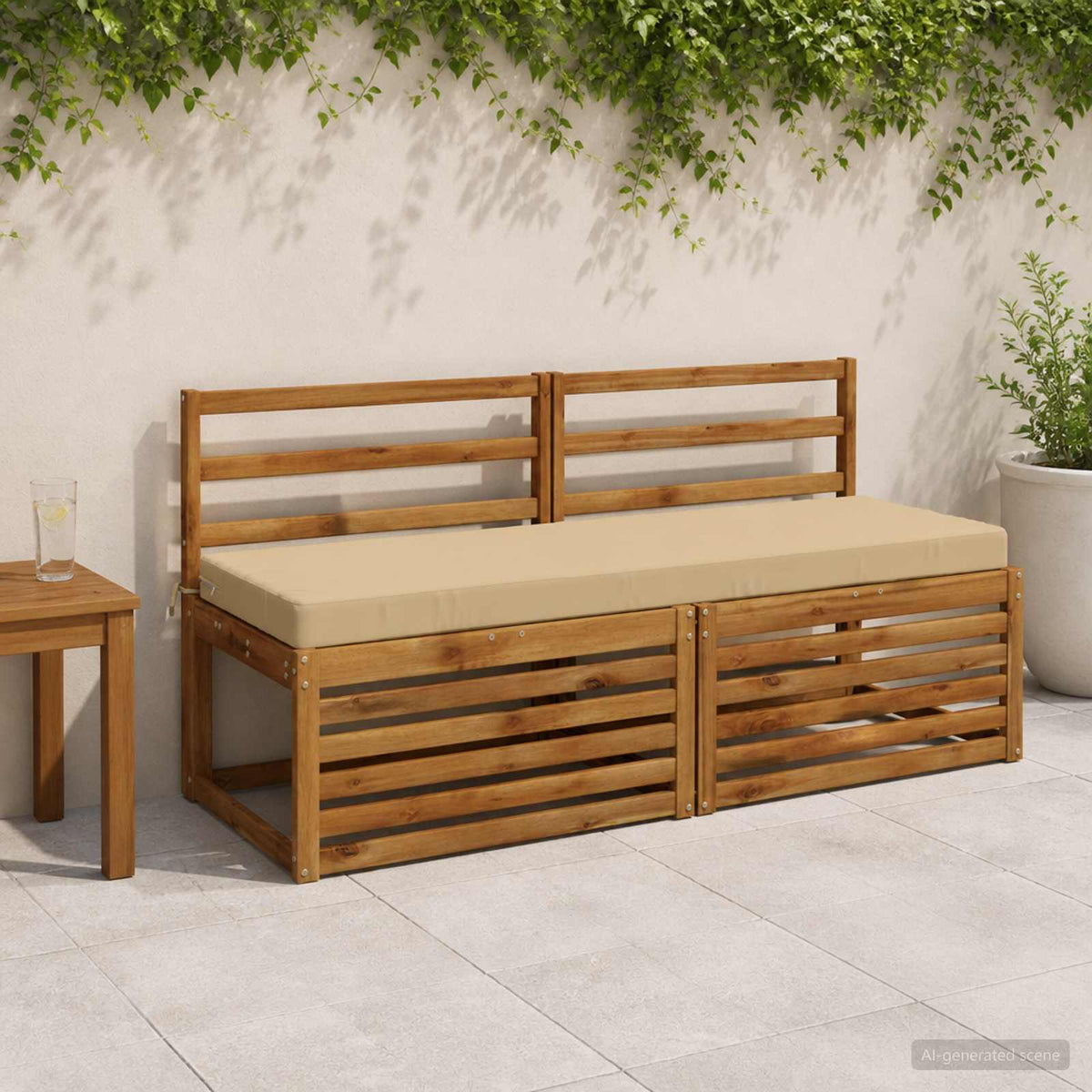 vidaXL Bench Cushion SOEST 100% Polyester Beige 140 x 50 x 8 cm 1