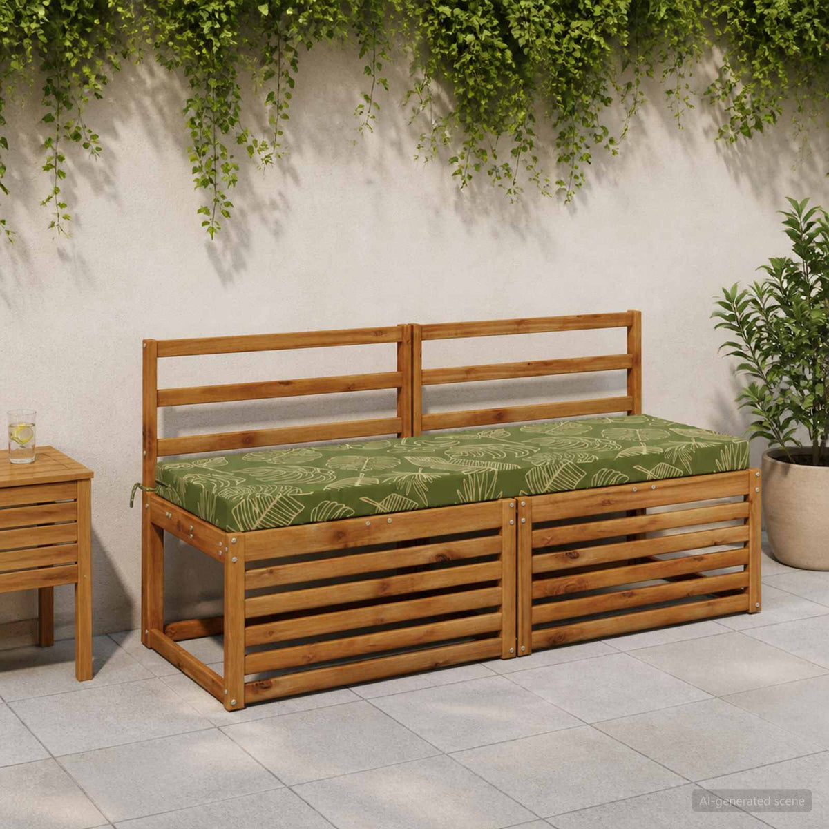 vidaXL Bench Cushion SOEST 100% Polyester Leaf Design 140 x 50 x 8 cm 1