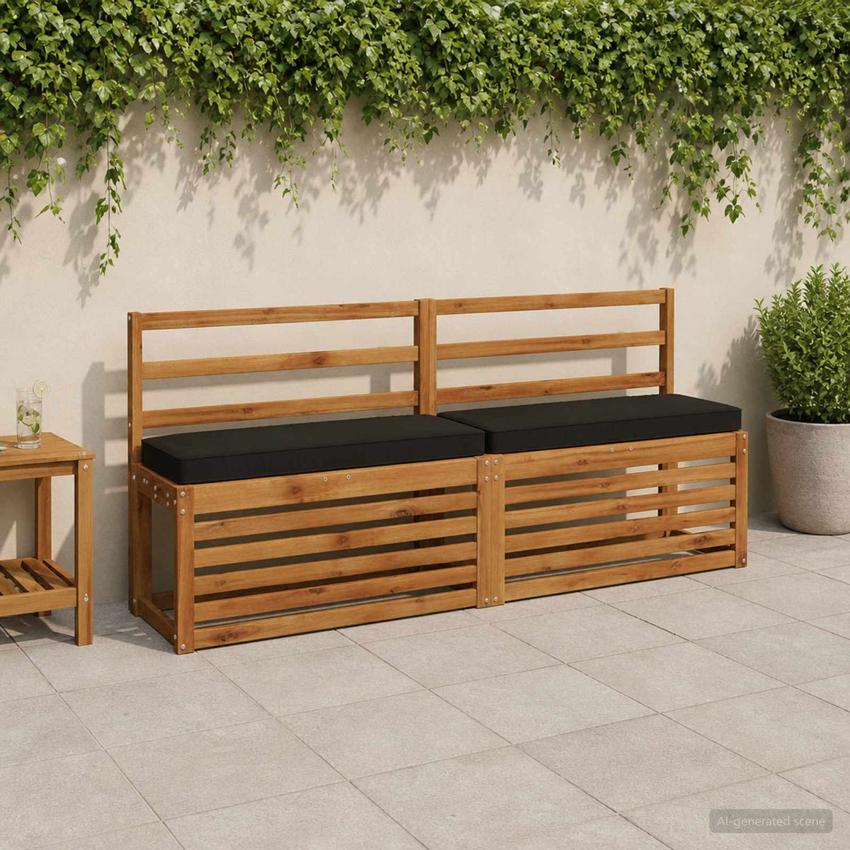 vidaXL 2-Piece Bench Cushions VUGHT 2 pcs 100% Polyester Black 1