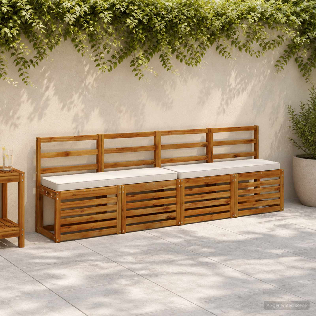 2-Piece Bench Cushions VUGHT 100% Polyester Taupe 2 pcs in White (melange)
