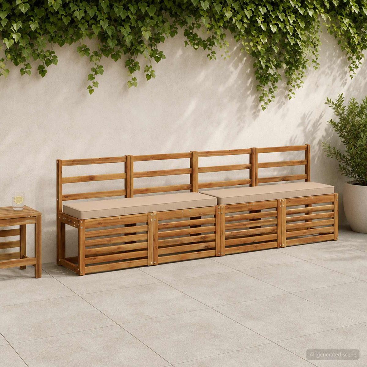 vidaXL 2-Piece Bench Cushions VUGHT 2 pcs 100% Polyester Sand 1