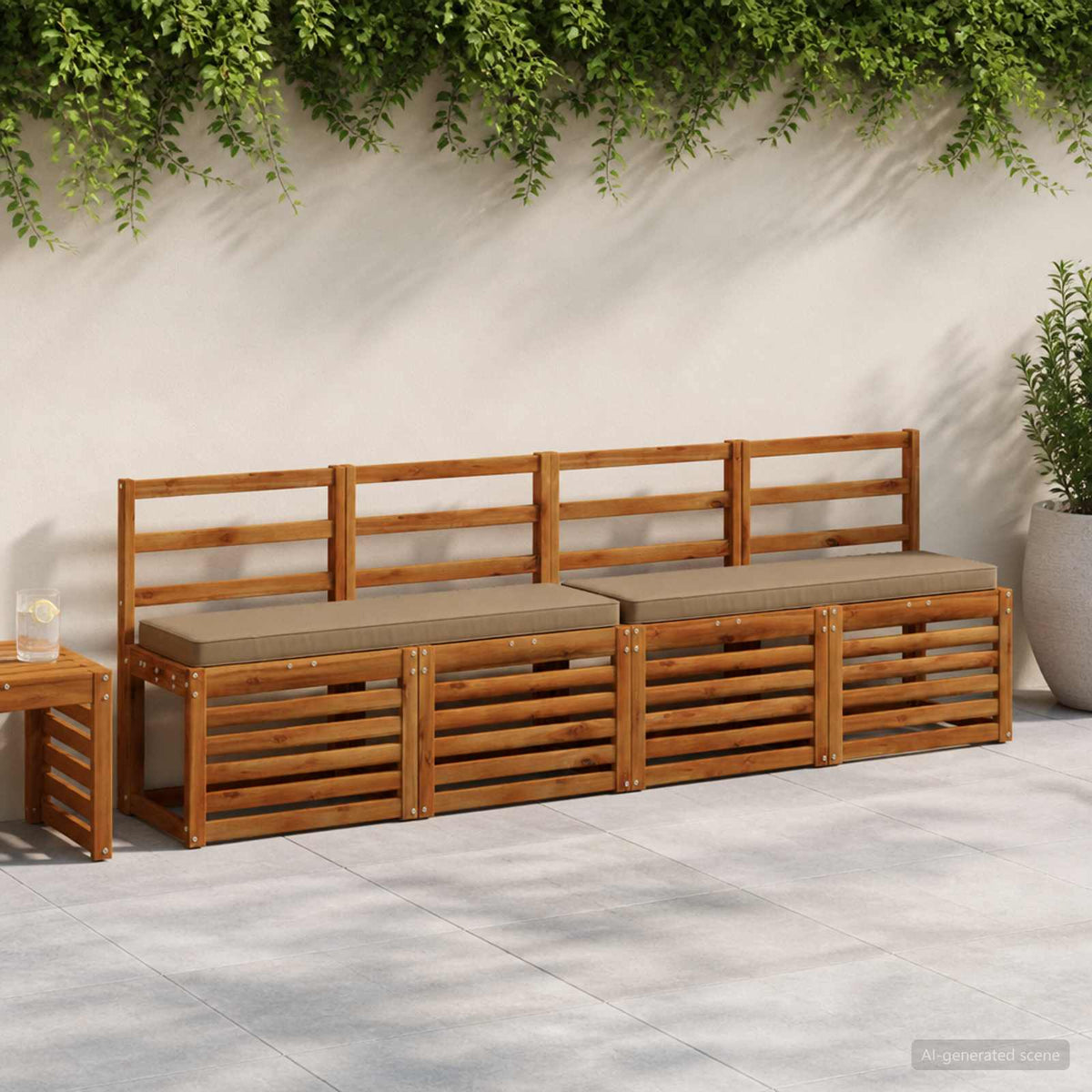 vidaXL 2-Piece Bench Cushions VUGHT 2 pcs 100% Polyester Taupe 1