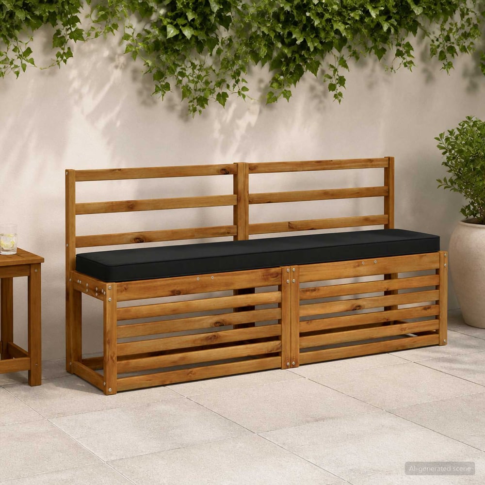 2-Piece Bench Cushions VUGHT 2 pcs 100% Polyester Black 1