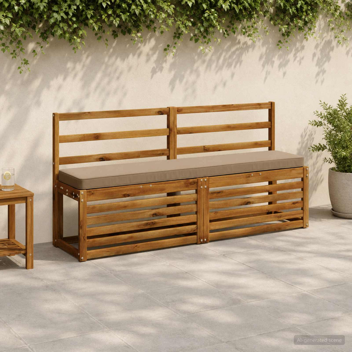 2-Piece Bench Cushions VUGHT 2 pcs 100% Polyester Taupe 1