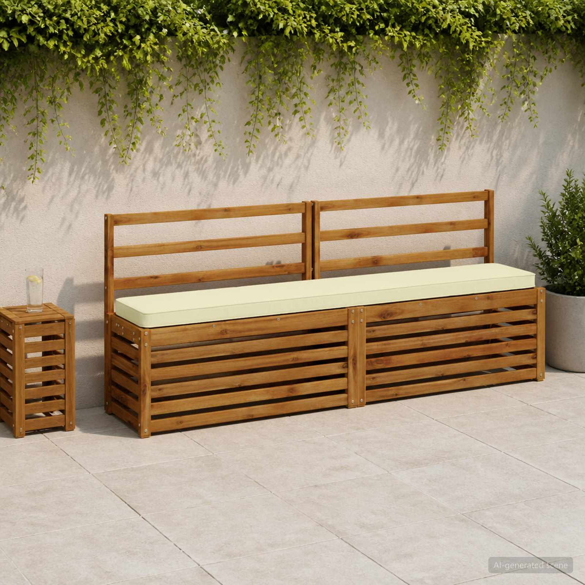 2-Piece Bench Cushions VUGHT 2 pcs 100% Polyester Cream 1