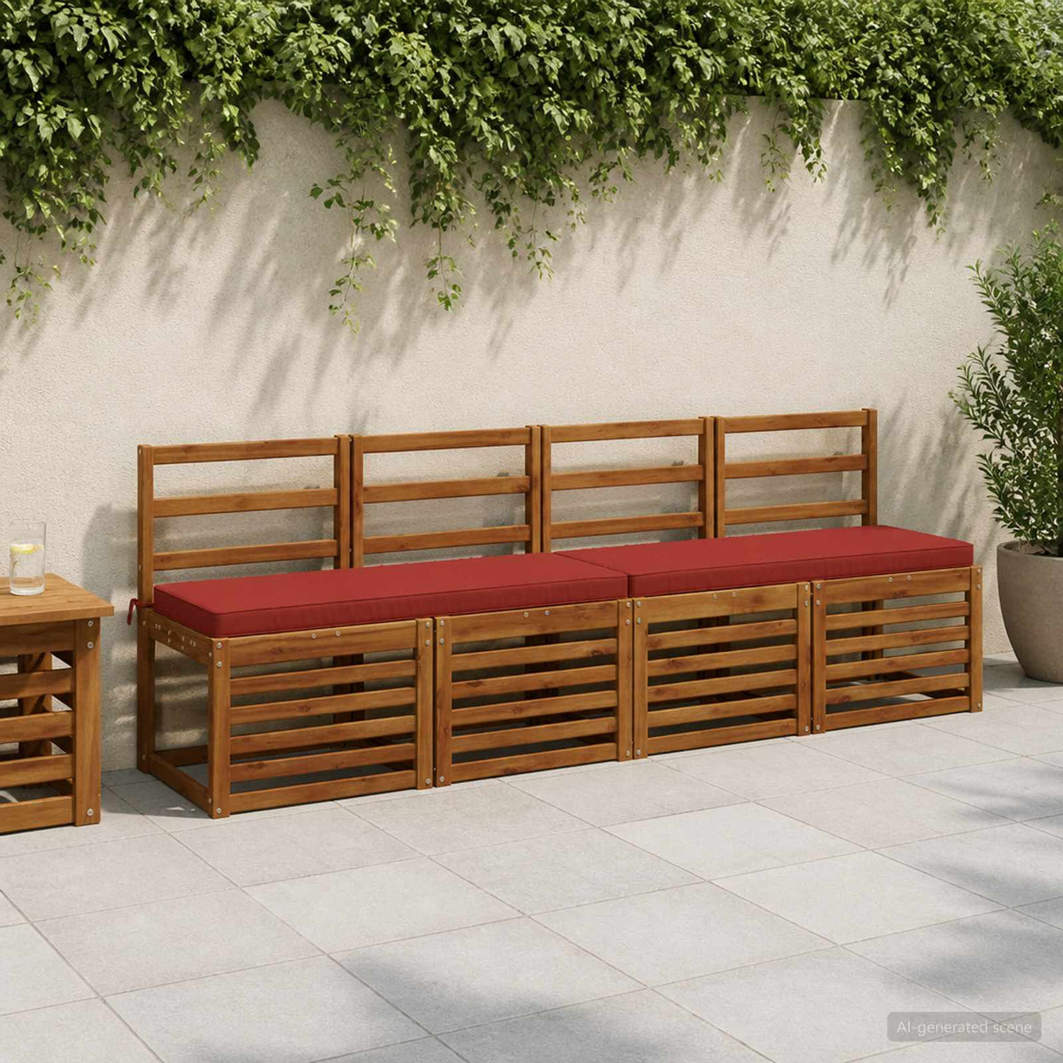 2-Piece Bench Cushions VUGHT 100% Polyester Red 2 pcs in Red (melange)
