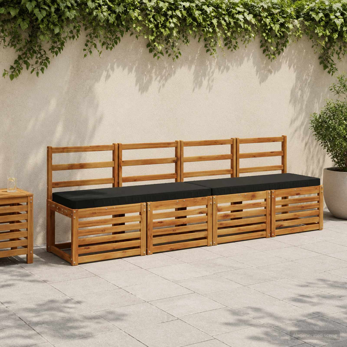 vidaXL 2-Piece Bench Cushions VUGHT 2 pcs 100% Polyester Black 1